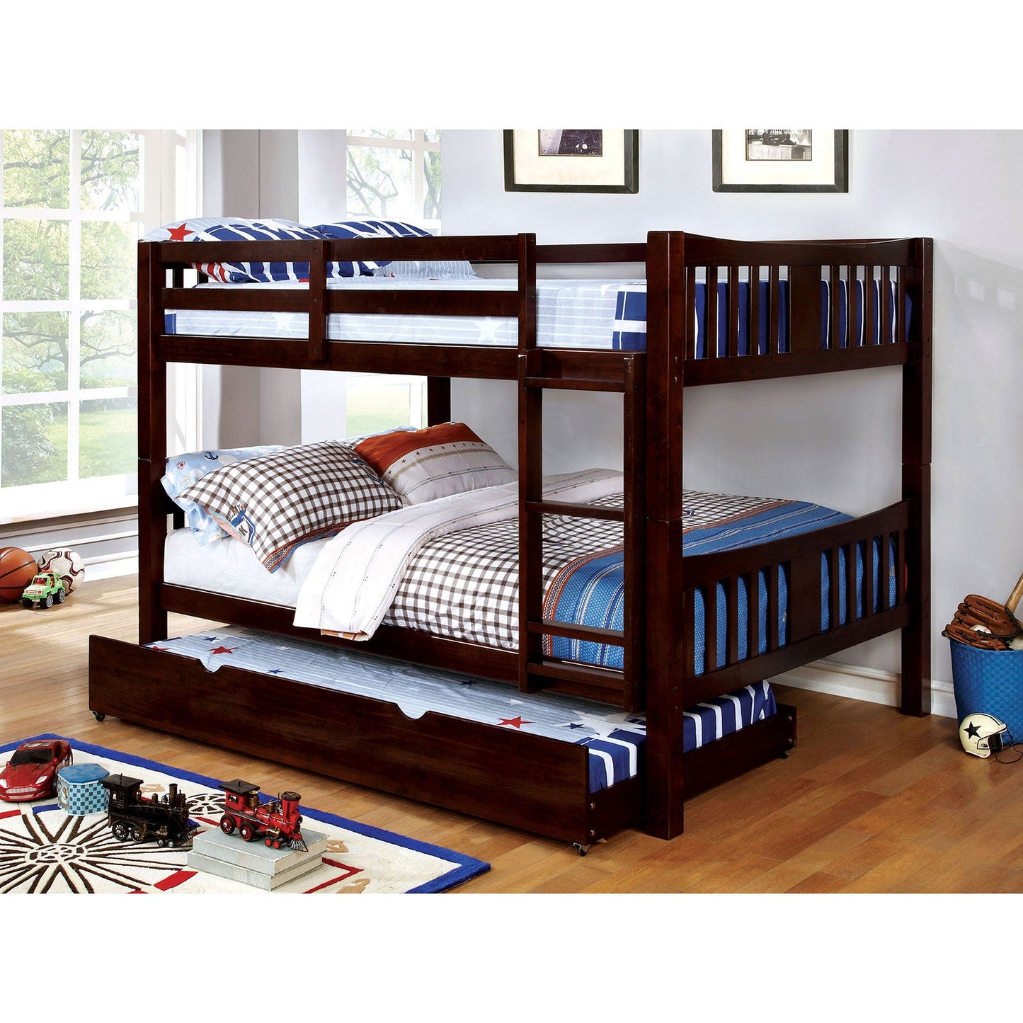 Cameron Dark Walnut Full/Full Bunk Bed - ATL FURNITURE