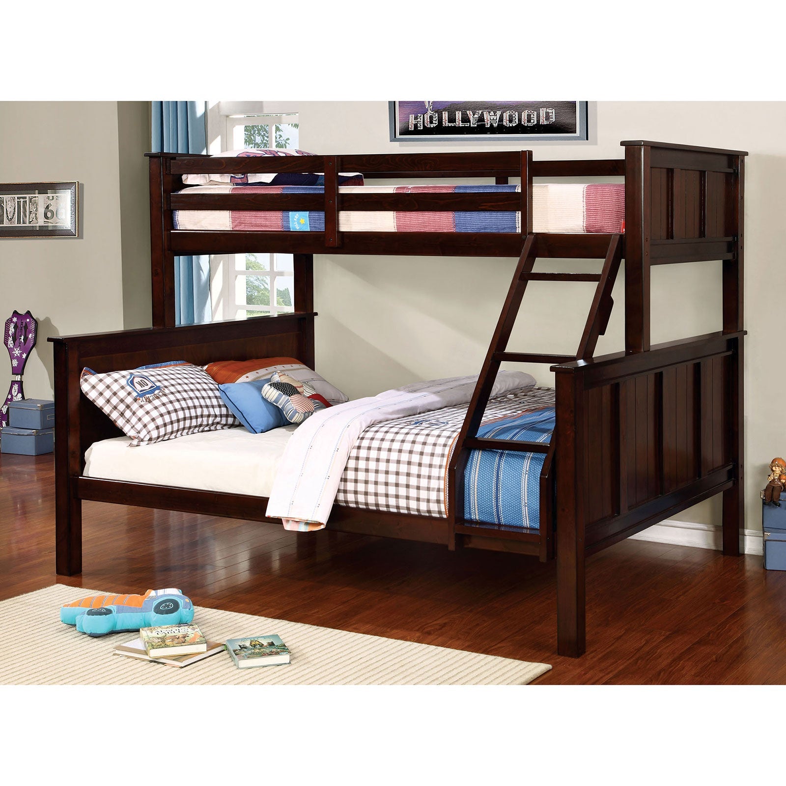 GRACIE Dark Walnut Twin/Queen Bunk Bed - ATL FURNITURE