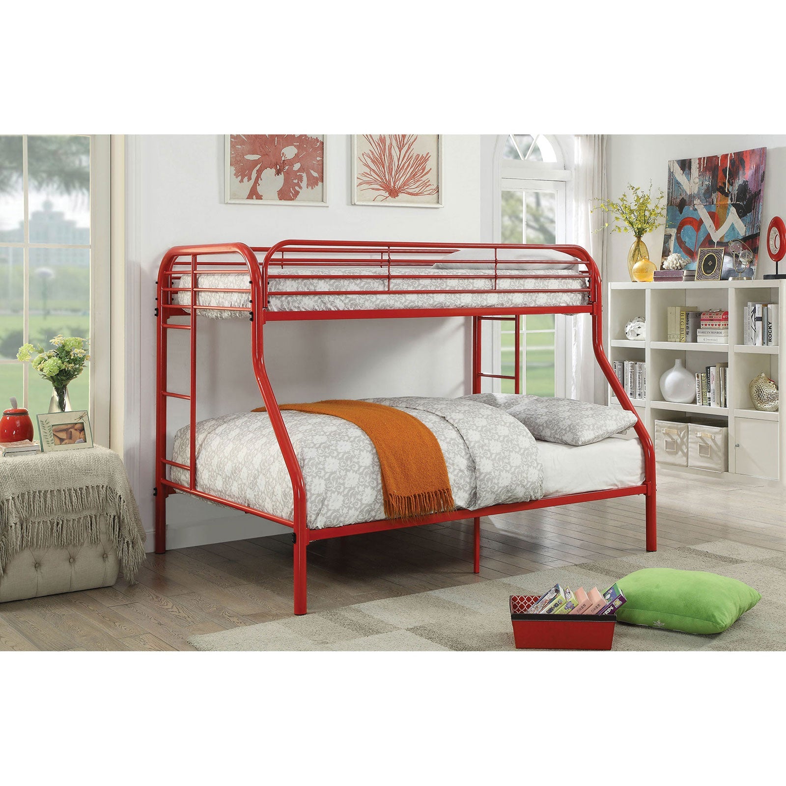 Opal Red Twin/Full Bunk Bed - ATL FURNITURE