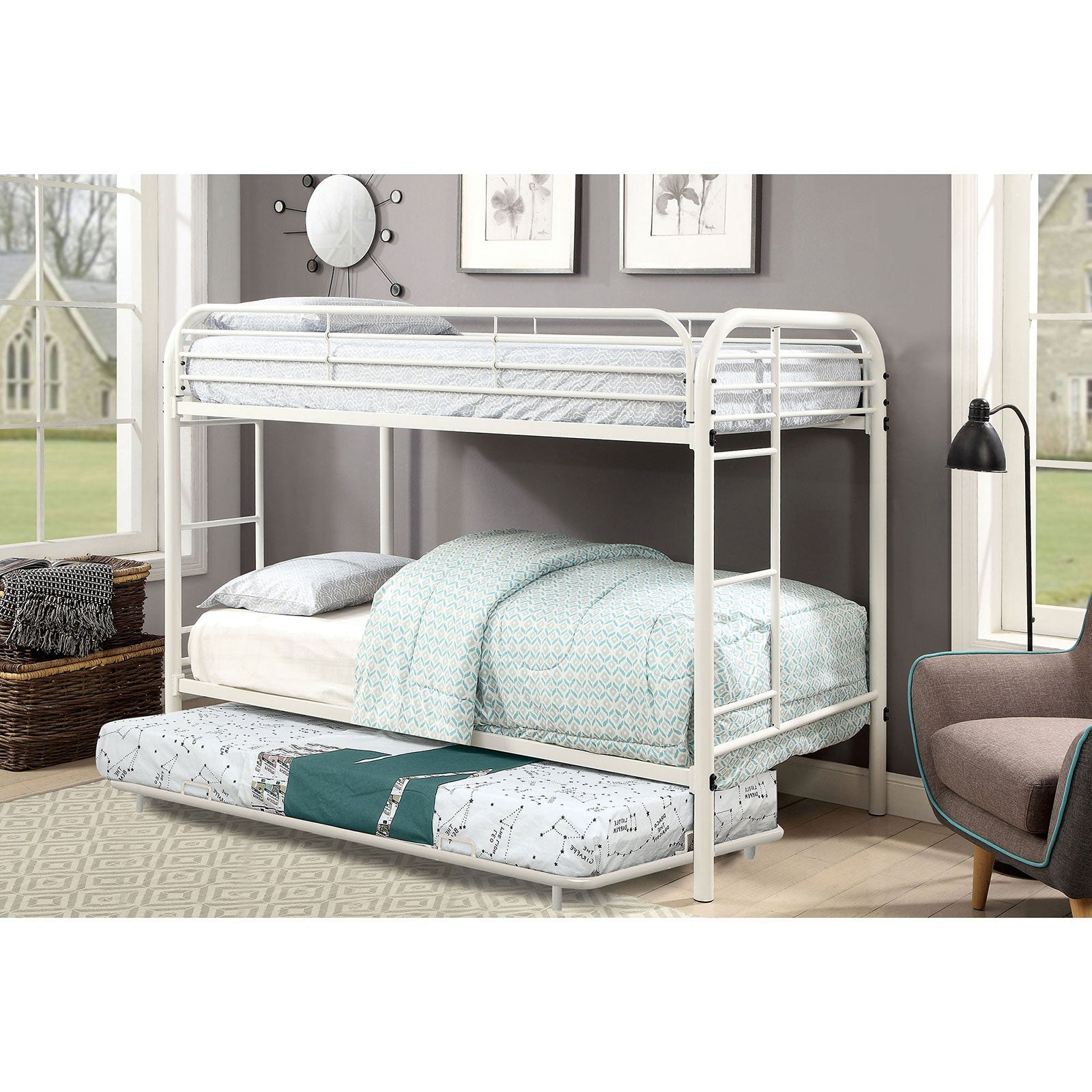 Opal White Metal Trundle - ATL FURNITURE