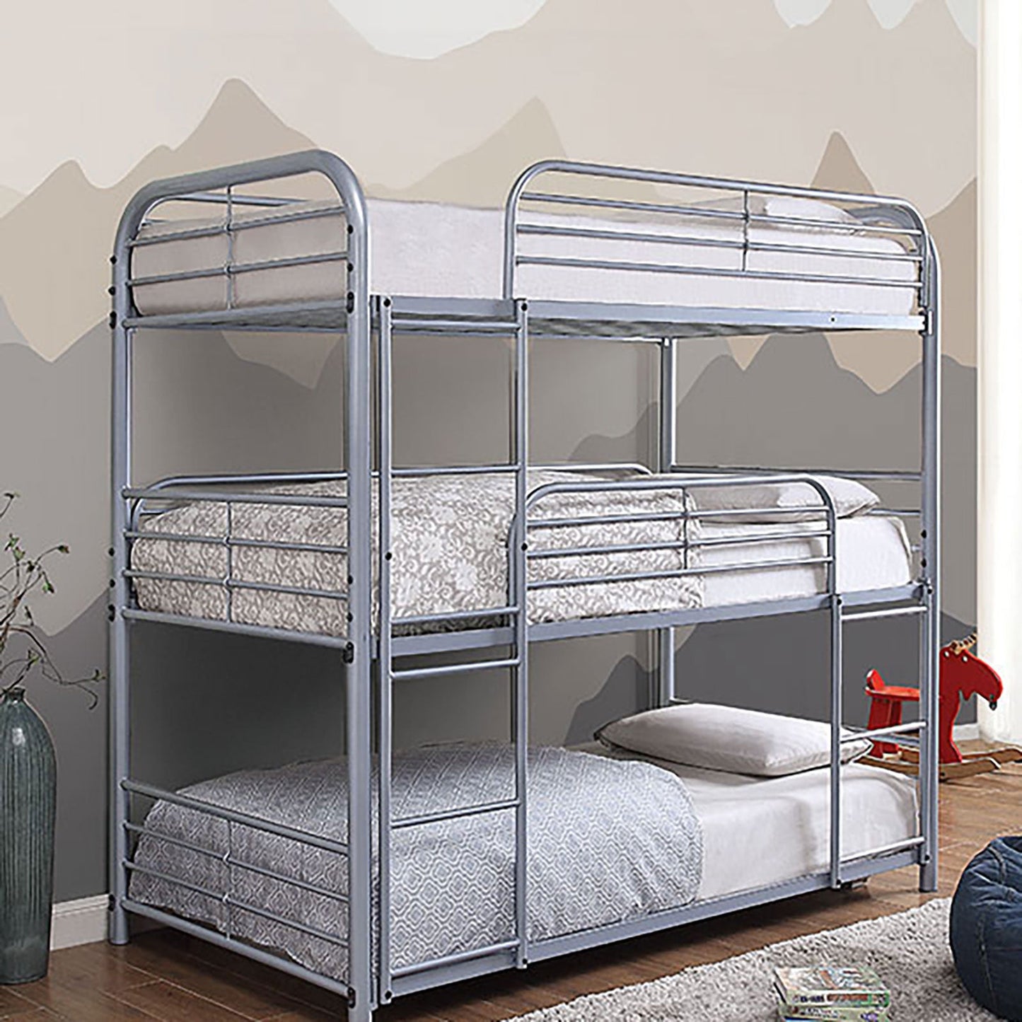 Opal Ii Silver Twin Triple Decker Bed - ATL FURNITURE