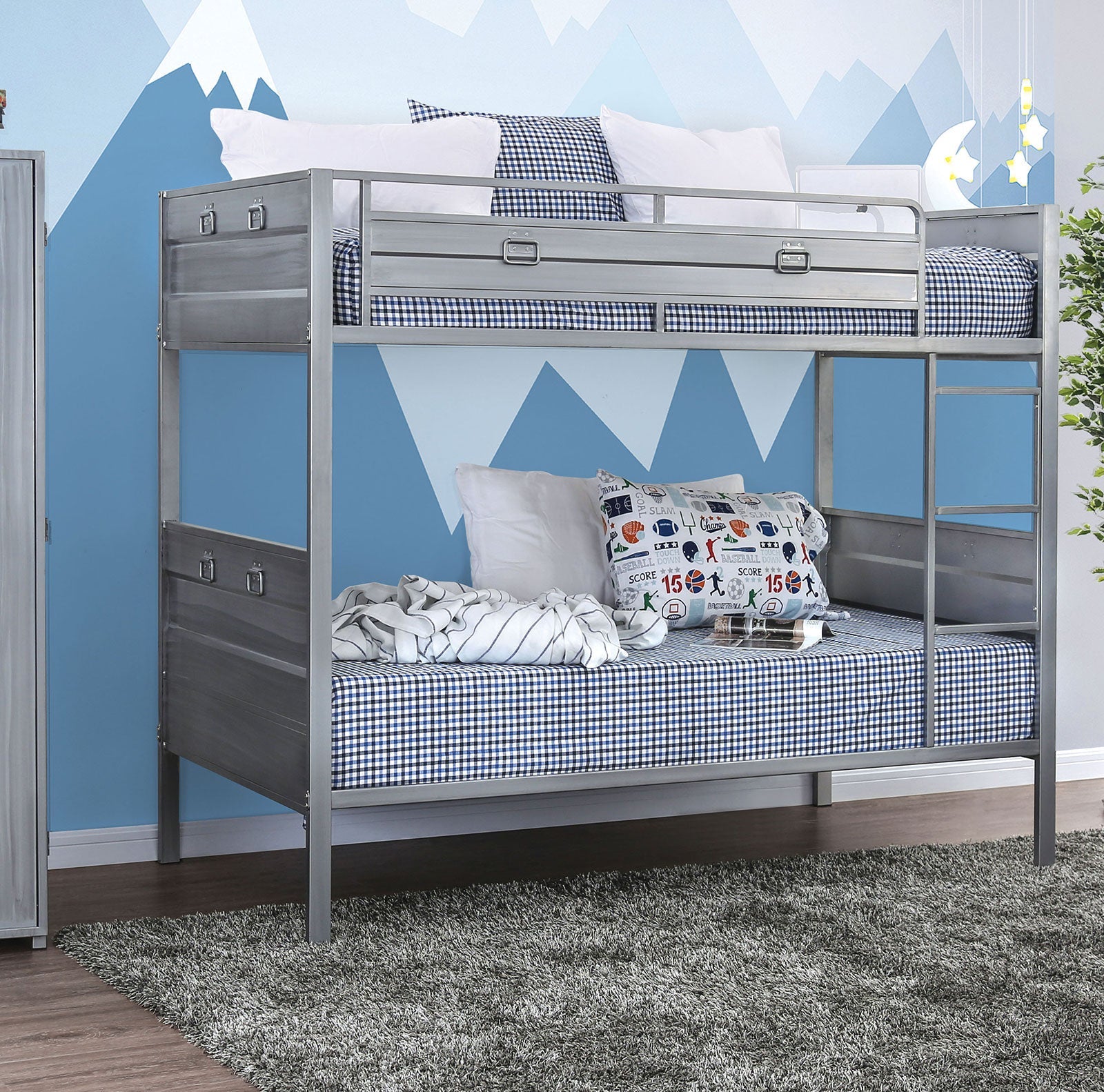 Mccredmond Silver Twin/Twin Bunk Bed - ATL FURNITURE