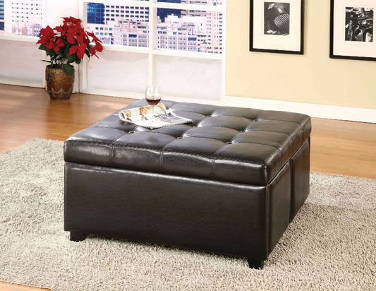 Petula Espresso Storage Ottoman w/ 4 Drawers - ATL FURNITURE