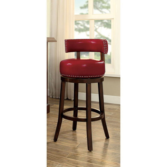 SHIRLEY Dark Oak/Red 24" Bar Stool - ATL FURNITURE