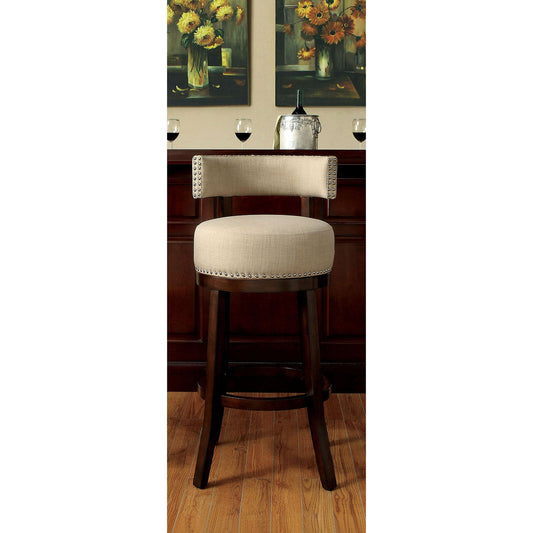 LYNSEY Dark Oak/Beige 24" Bar Stool - ATL FURNITURE