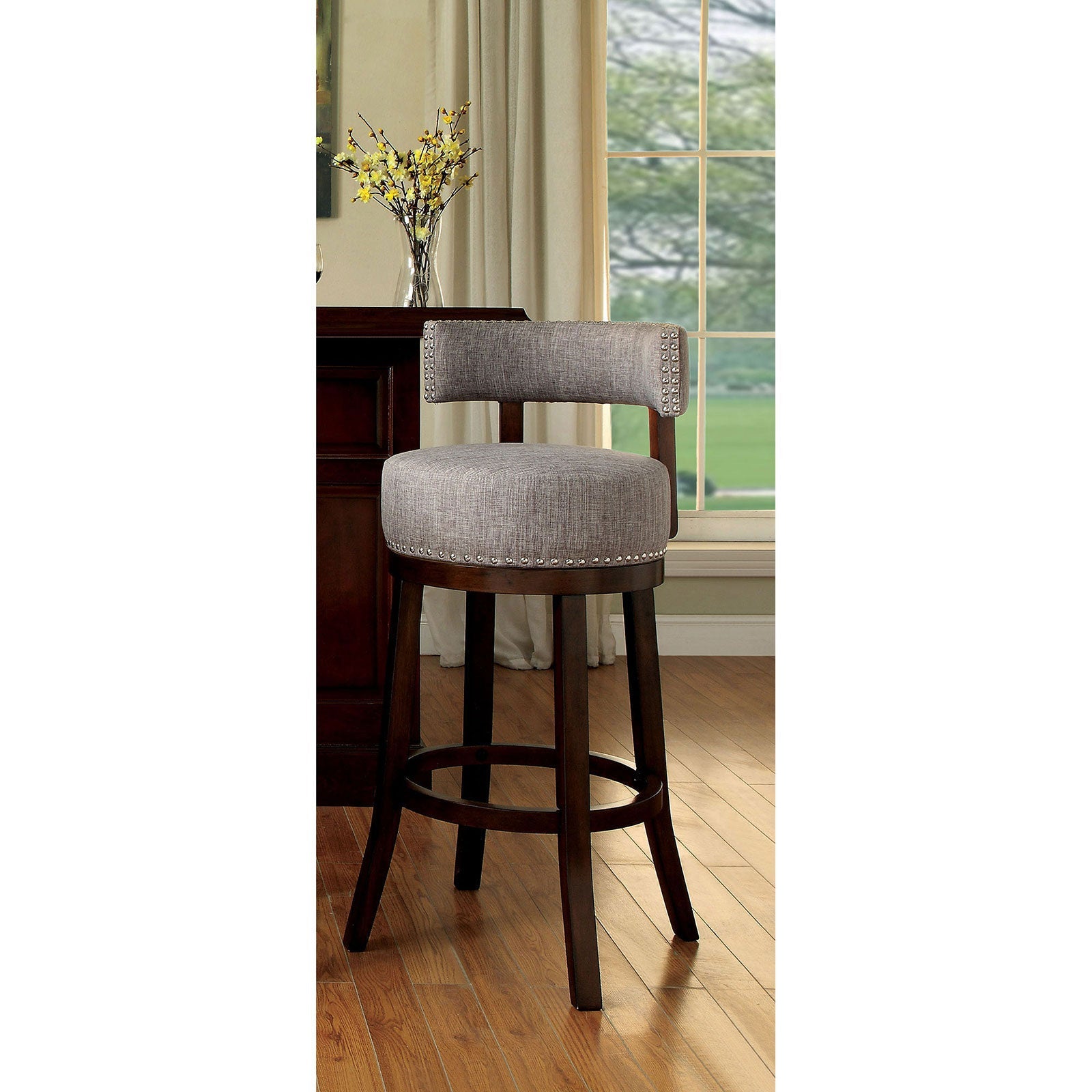 LYNSEY Dark Oak/Light Gray 24" Bar Stool - ATL FURNITURE