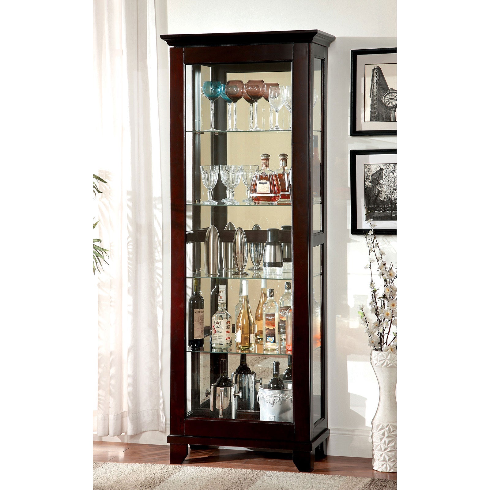 LUDDEN Dark Walnut Curio - ATL FURNITURE