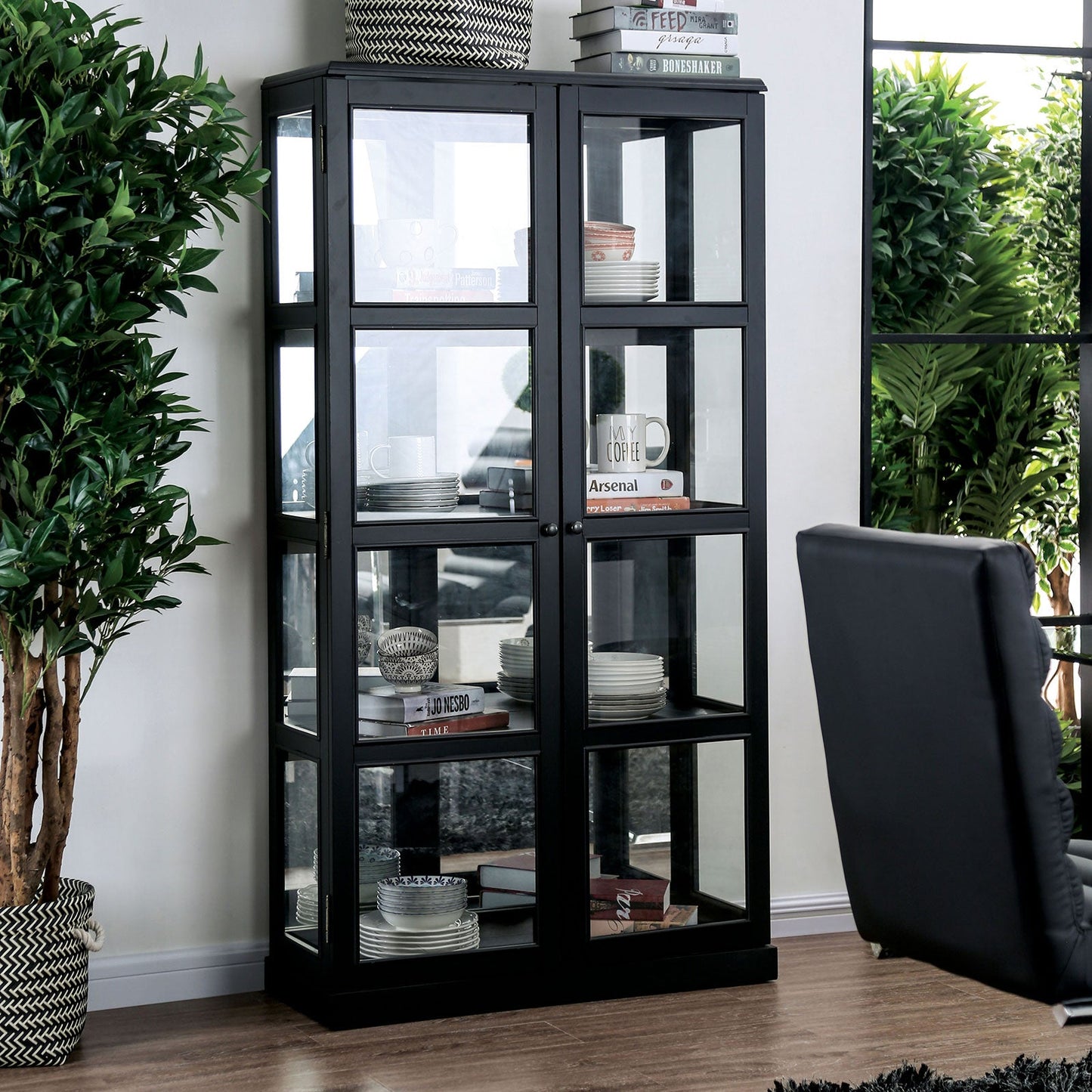 Vilas Black Curio Cabinet - ATL FURNITURE