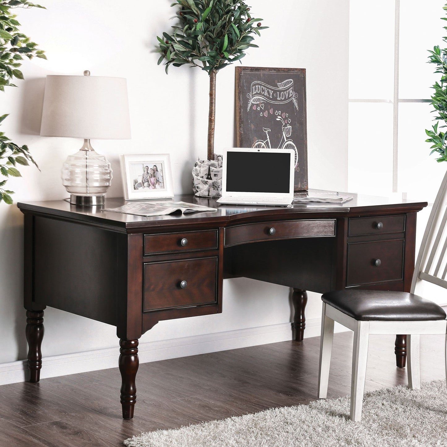 Lewis Dark Walnut Desk - ATL FURNITURE