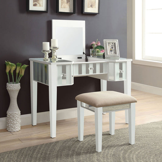 Joyce White Vanity w/ Stool - ATL FURNITURE