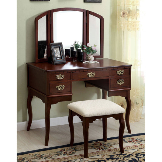 Ashland Cherry Vanity Table - ATL FURNITURE