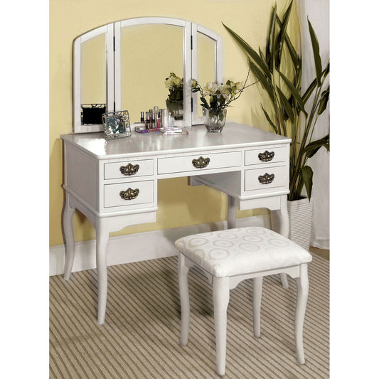 Ashland White Vanity Table - ATL FURNITURE