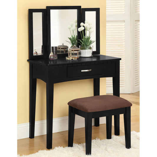 Potterville Black Vanity Table w/ Stool - ATL FURNITURE