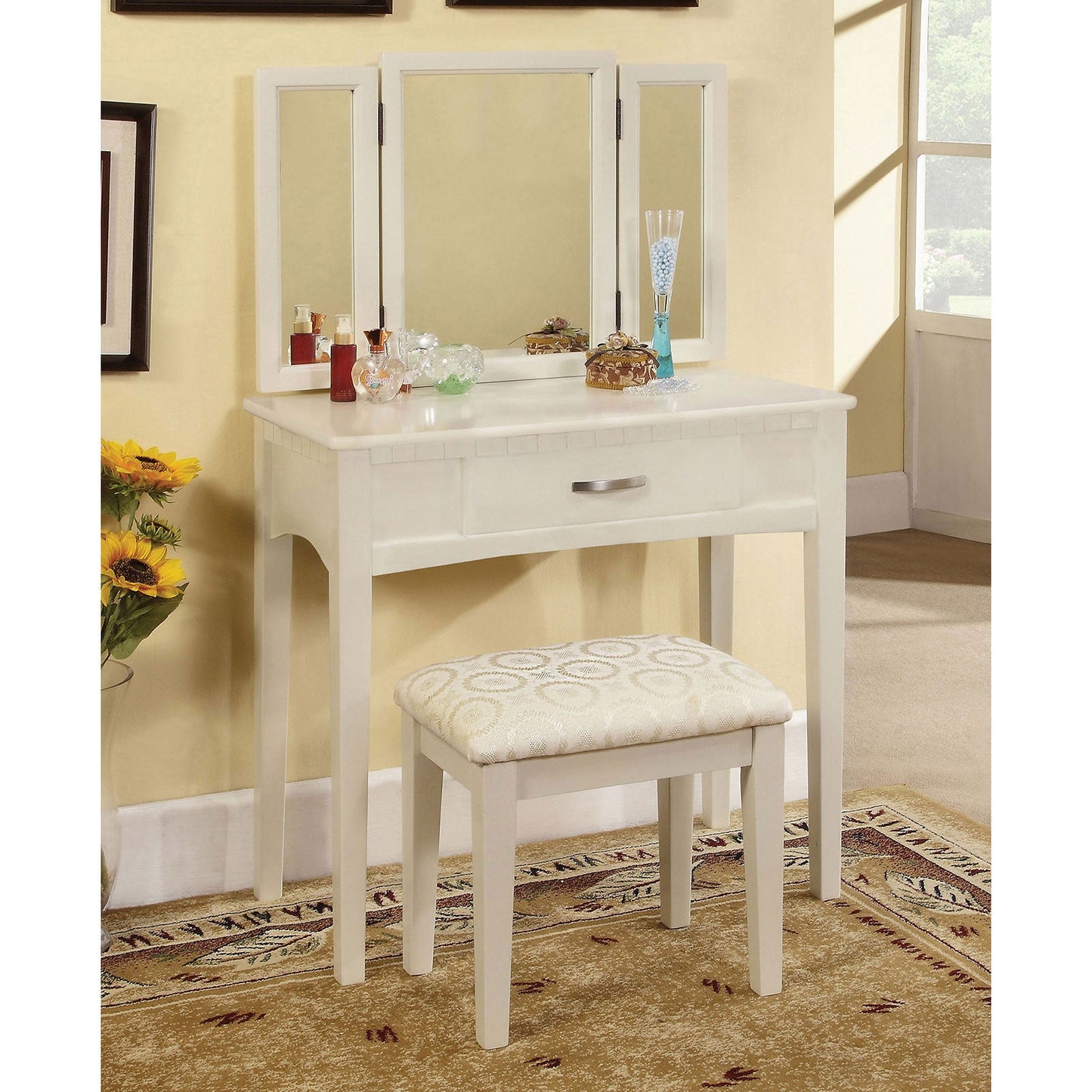 Potterville White Vanity Table - ATL FURNITURE