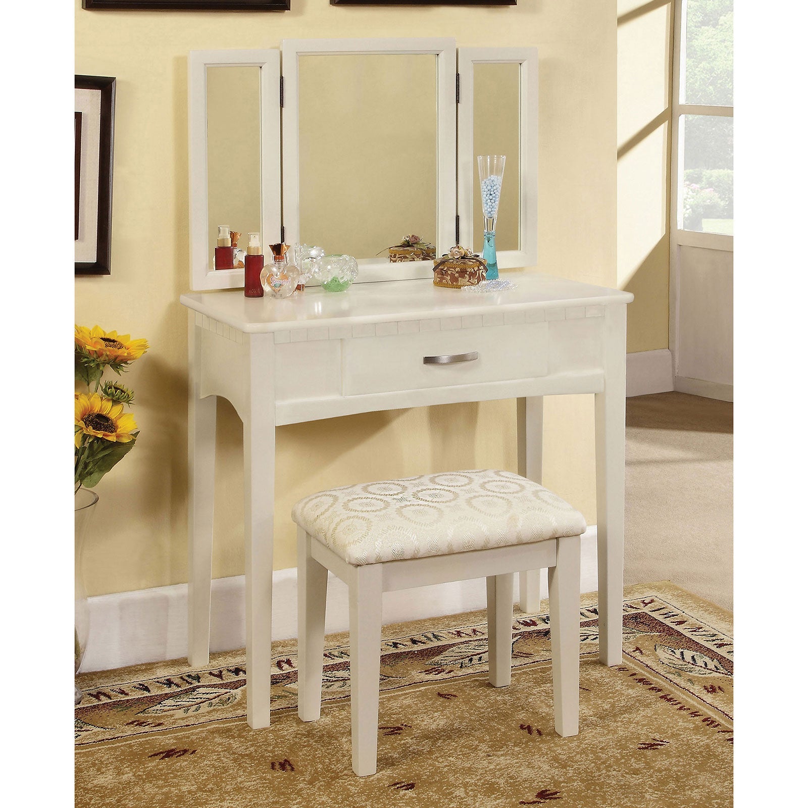 Potterville White Vanity Table - ATL FURNITURE