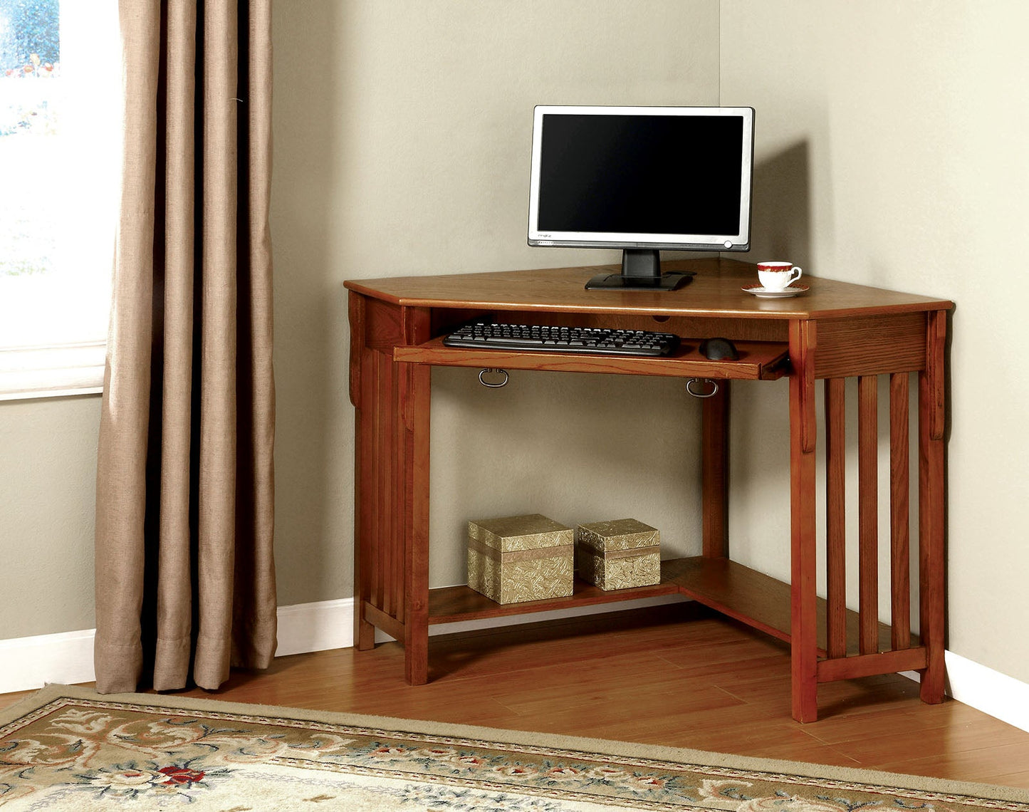 Toledo Medium Oak Corner Desk - ATL FURNITURE