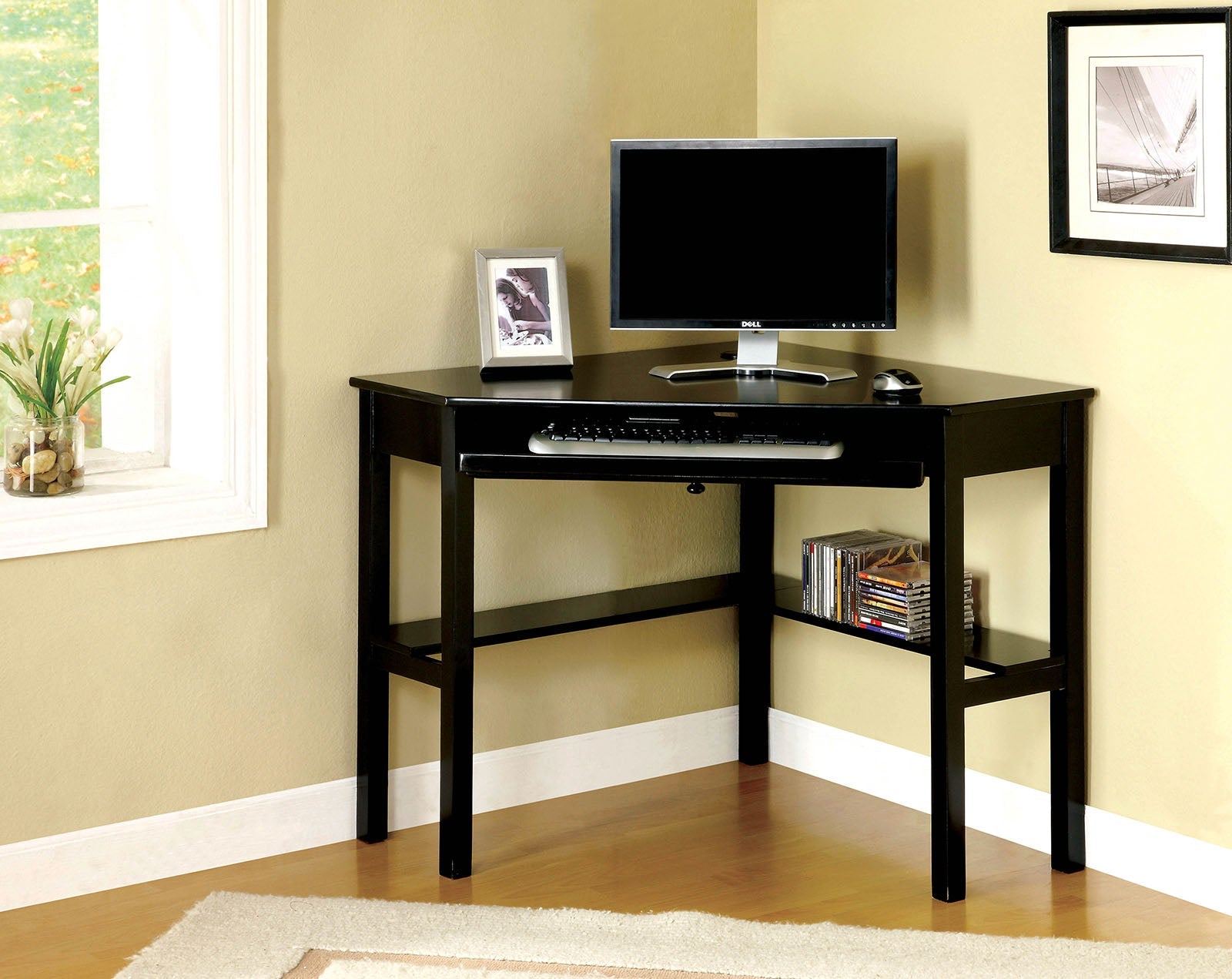 Porto Black Corner Desk - ATL FURNITURE