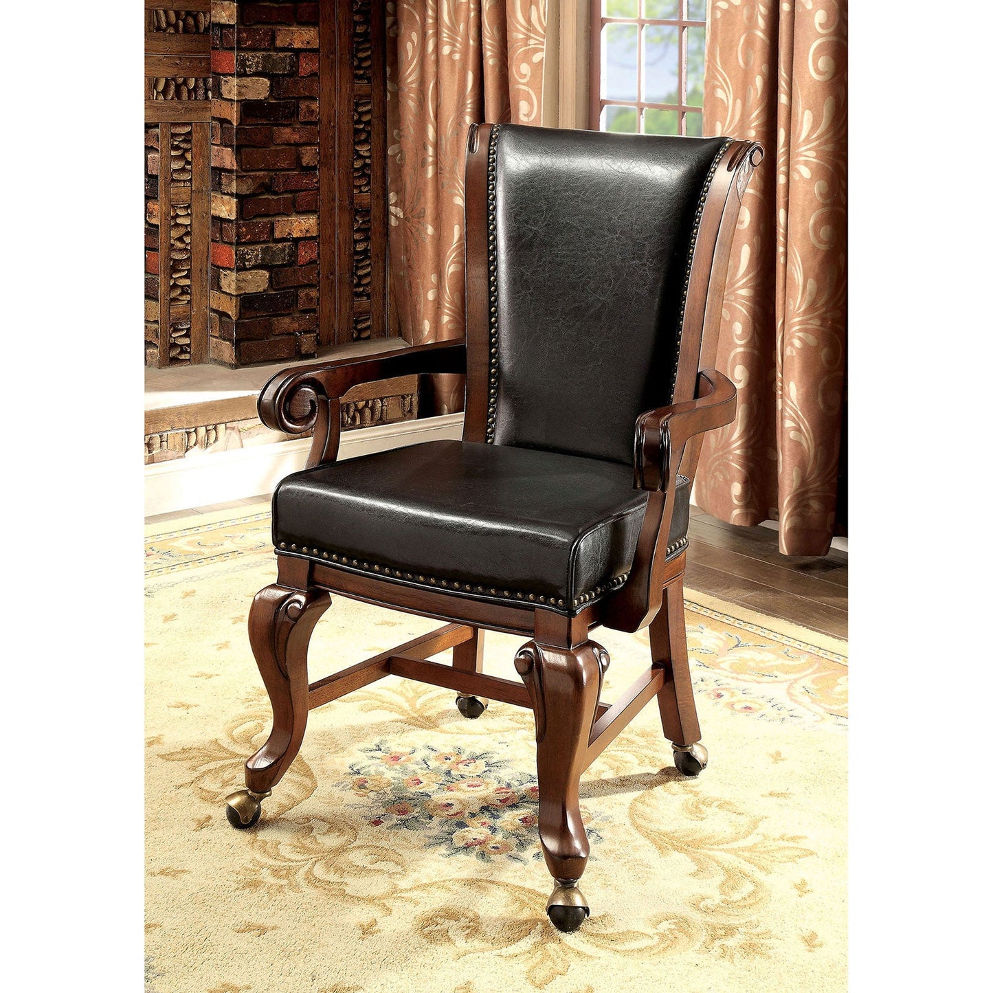 MELINA Brown Cherry/Black Arm Chair - ATL FURNITURE