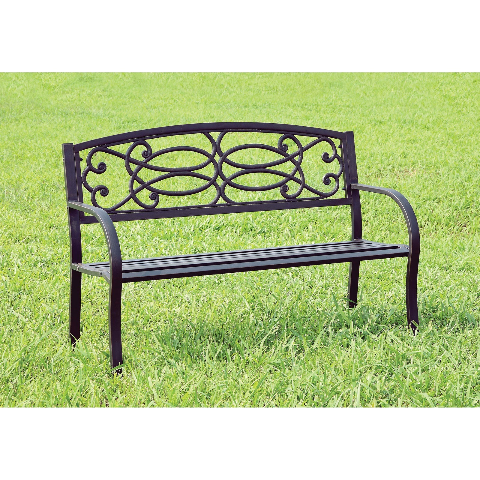 POTTER Black Patio Steel Bench - ATL FURNITURE