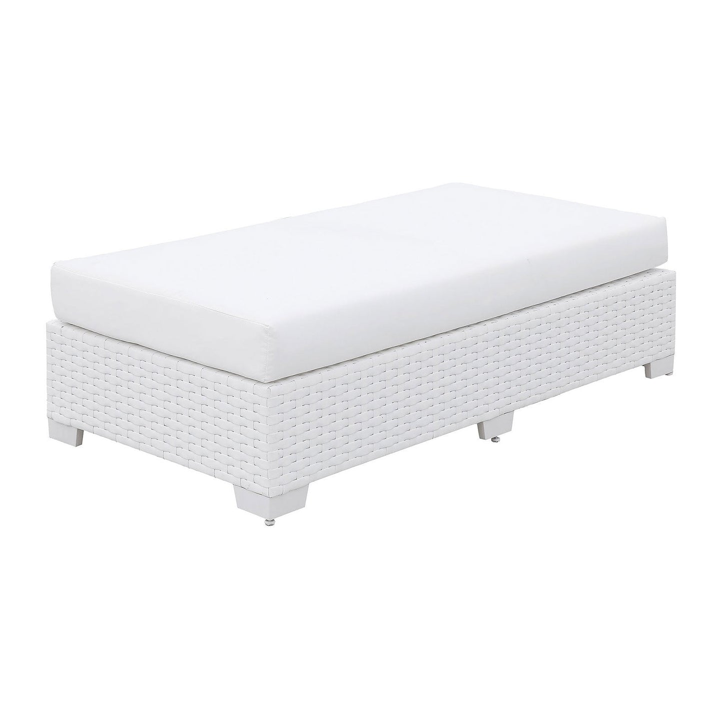 Somani White Wicker/White Cushion Coffee Table - ATL FURNITURE