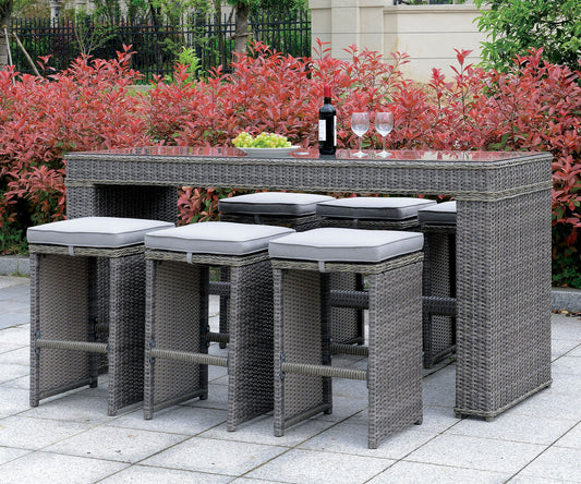 Ismay Gray Patio Umbrella Table - ATL FURNITURE