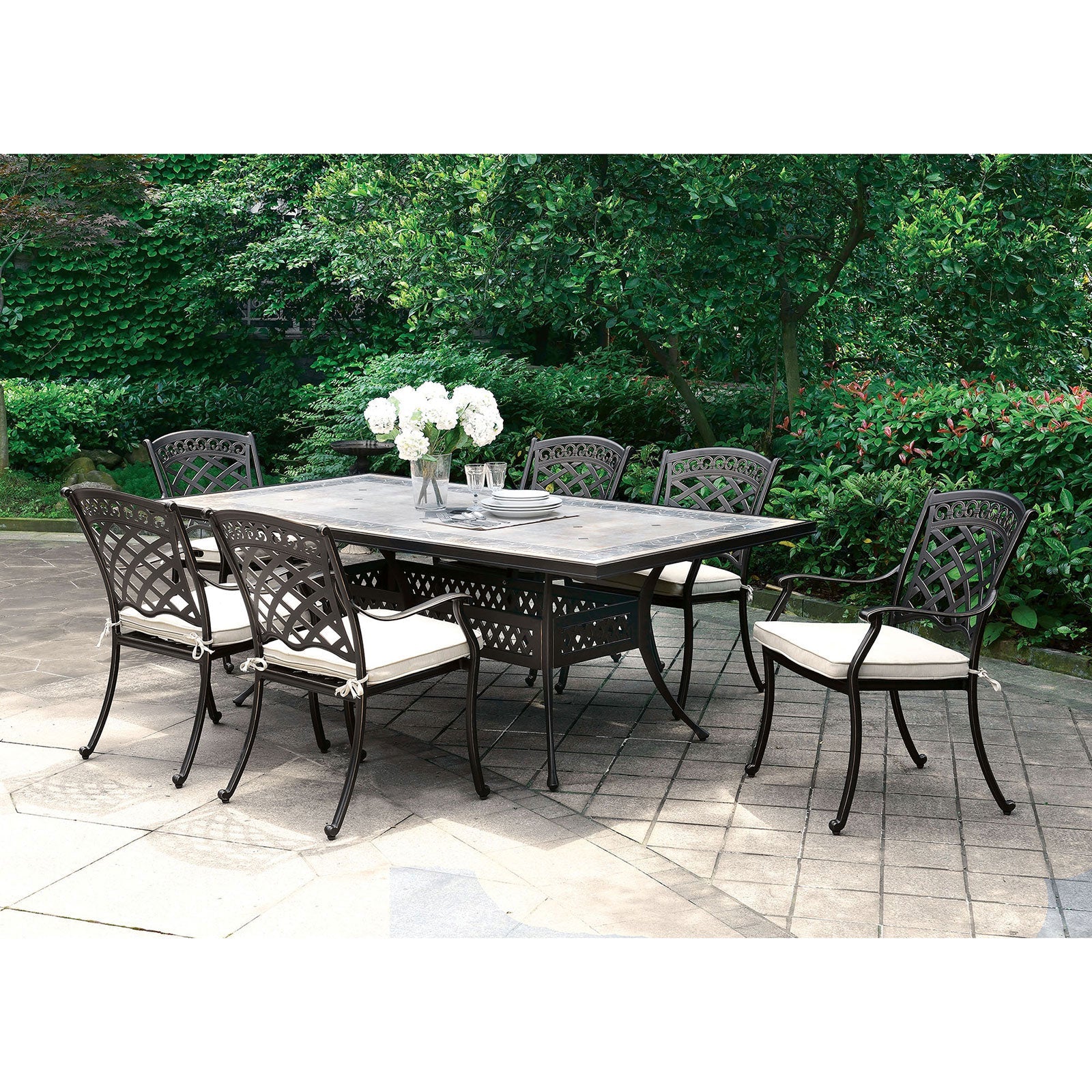 Charissa Antique Black Patio Dining Table - ATL FURNITURE