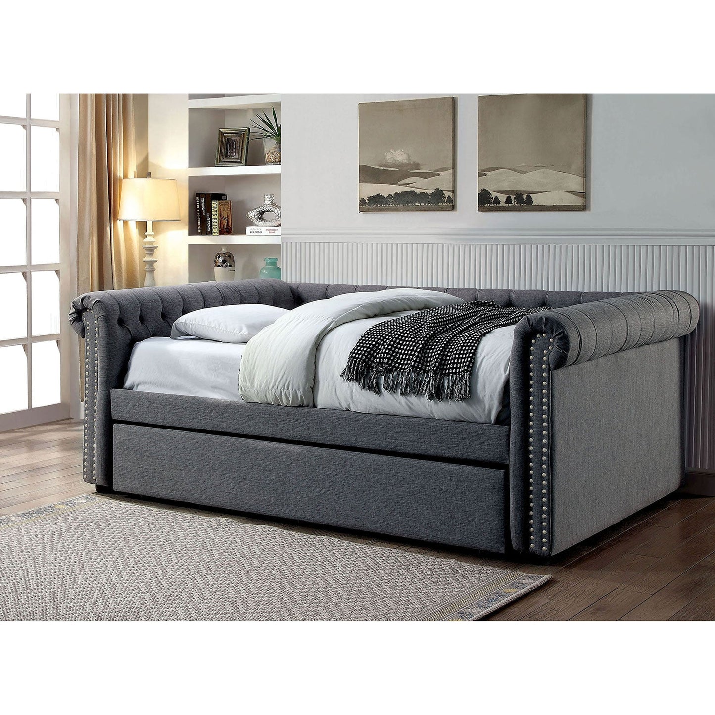 LEANNA Gray Full Daybed w/ Trundle, Gray - ATL FURNITURE