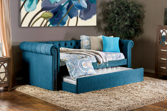 LEANNA Dark Teal Daybed w/ Trundle, Teal - ATL FURNITURE