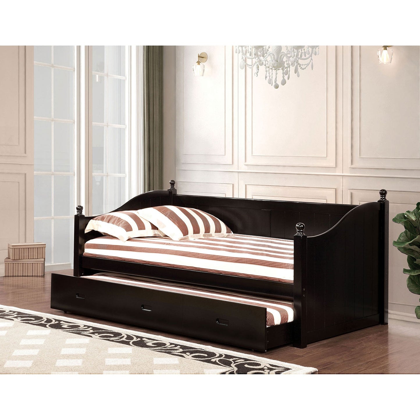 WALCOTT Black Daybed w/ Twin Trundle, Black - ATL FURNITURE