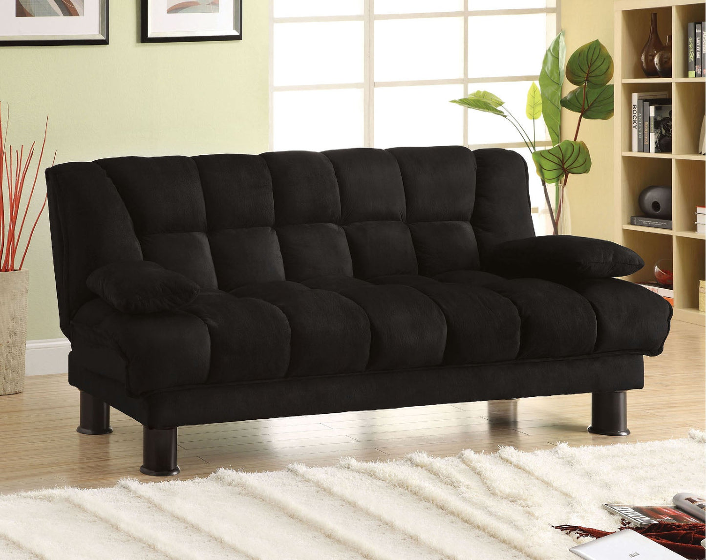 Bonifa Black Elephant Skin Microfiber Futon Sofa - ATL FURNITURE