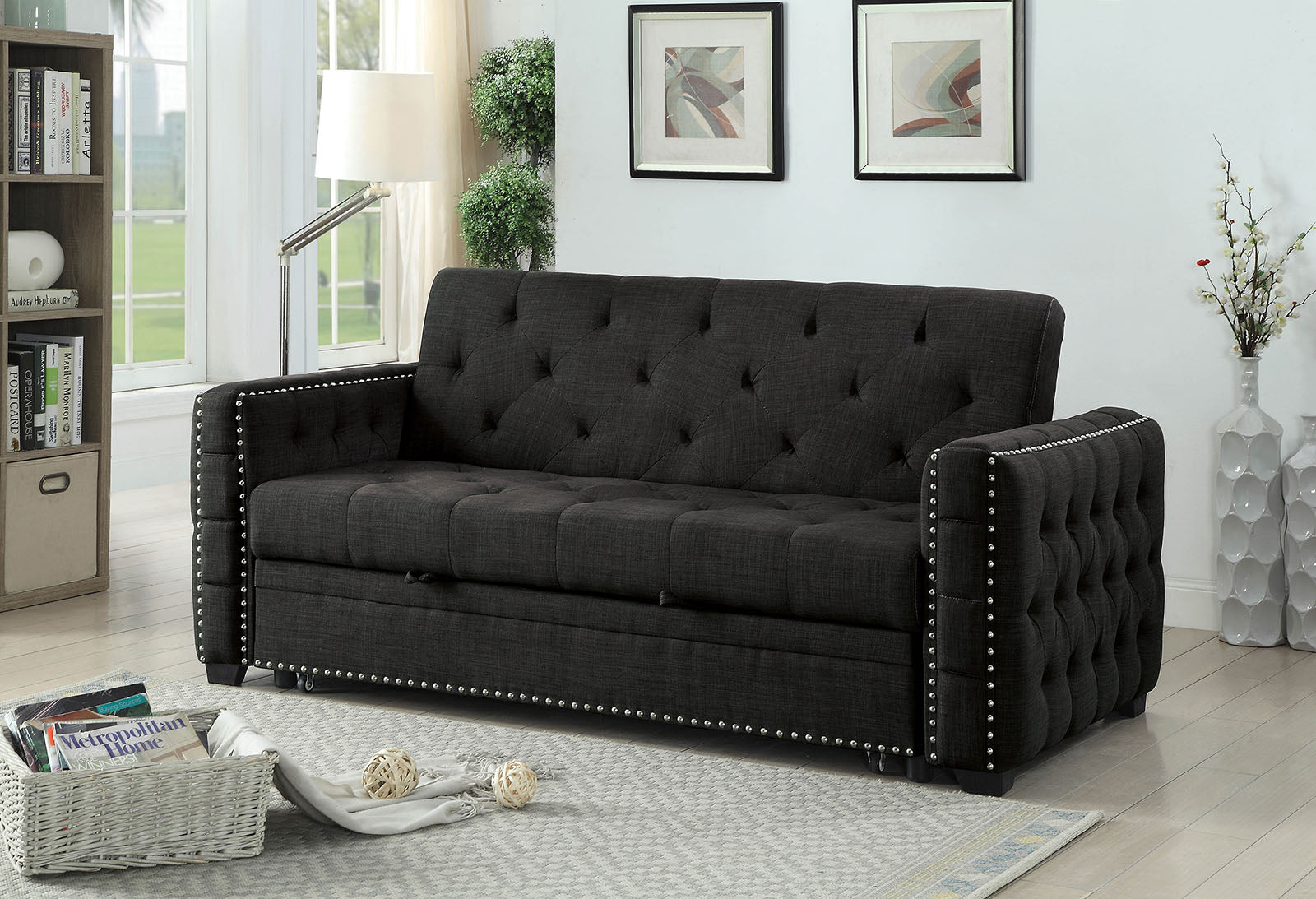 Iona Gray Futon Sofa - ATL FURNITURE