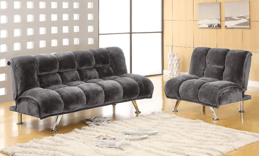 Marbelle Gray Futon Sofa + Chairs - ATL FURNITURE