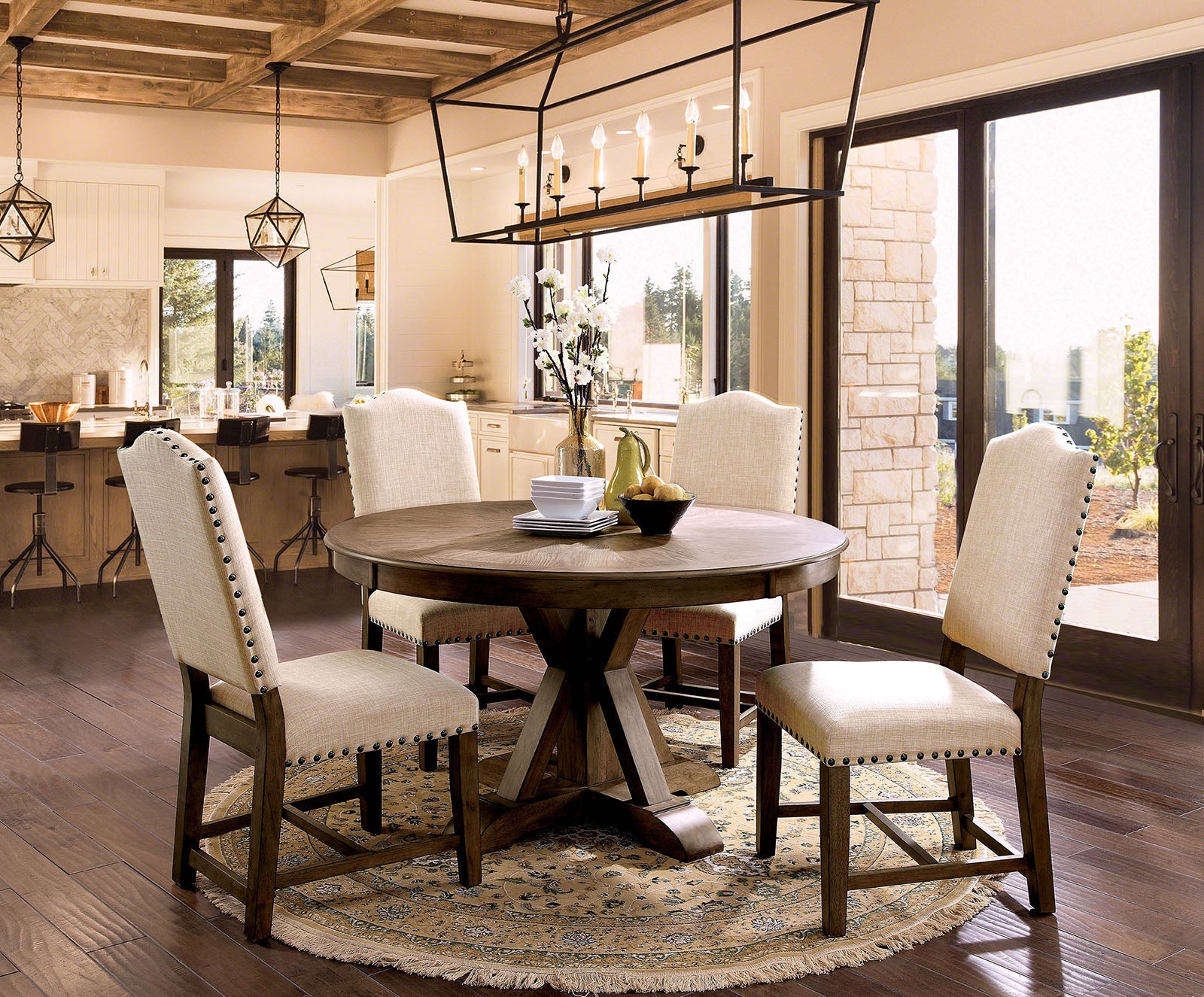 Julia Light Oak 5 Pc. Round Dining Table Set - ATL FURNITURE