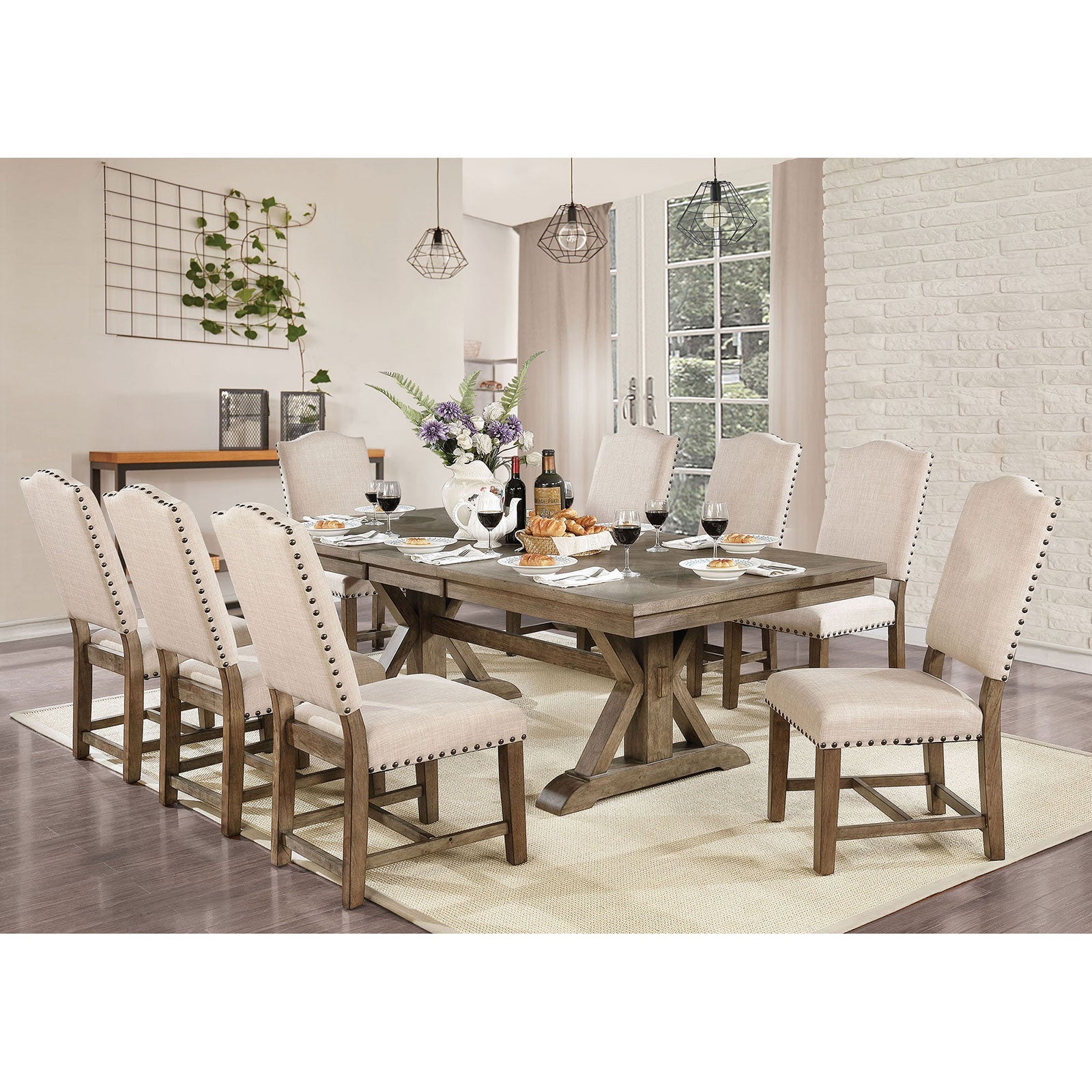 Julia Light Oak 9 Pc. Dining Table Set - ATL FURNITURE