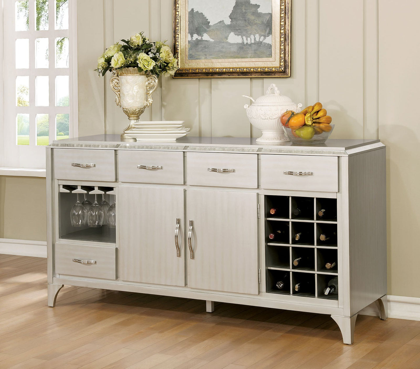 DIOCLES Silver/Gray Server - ATL FURNITURE