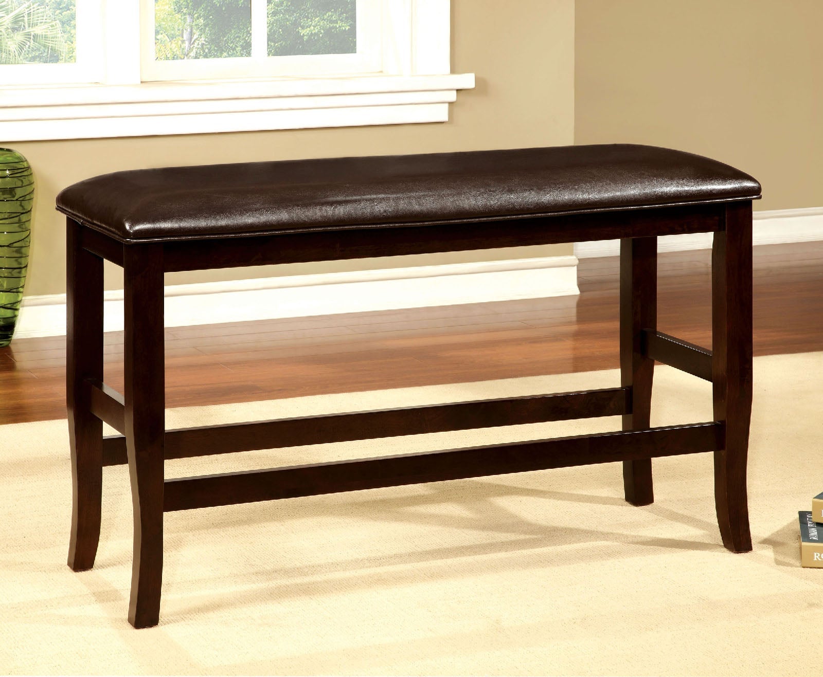 WOODSIDE II Dark Cherry/Espresso Counter Ht. Bench - ATL FURNITURE