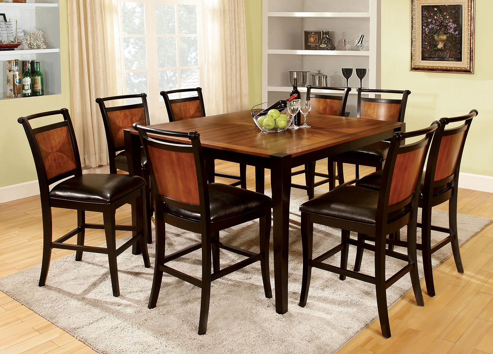 Salida II Acacia/Black 9 Pc. Counter Ht. Table Set - ATL FURNITURE