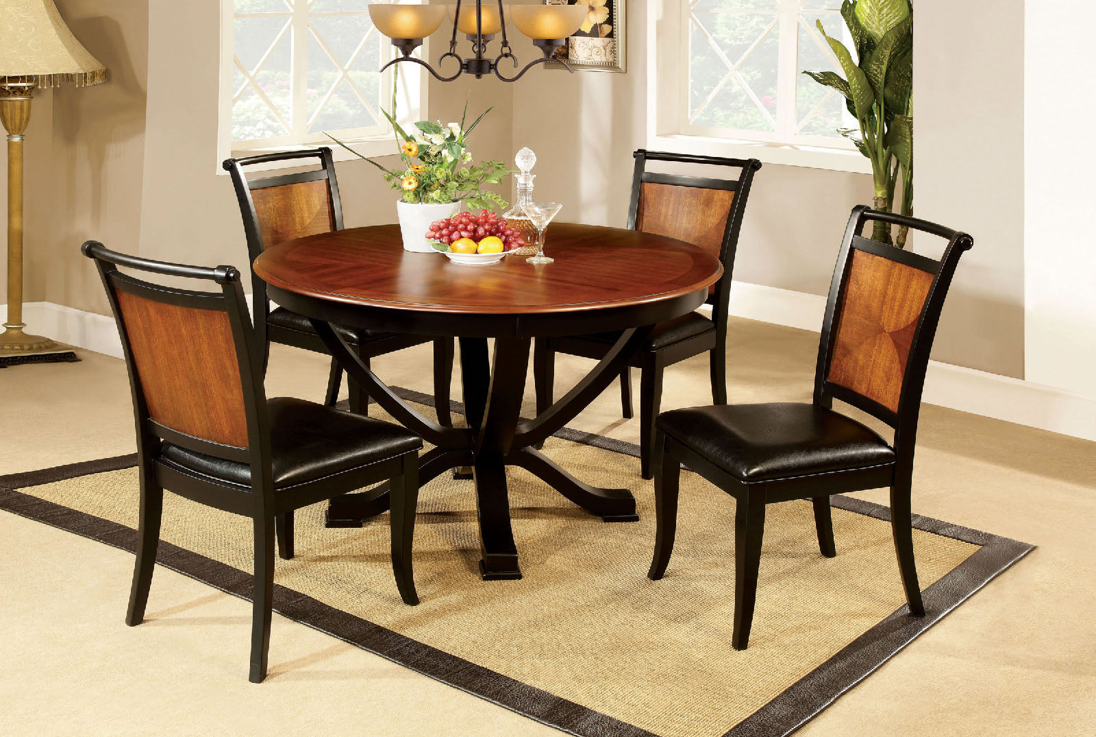 Salida I Acacia/Black 5 Pc. Dining Table Set - ATL FURNITURE