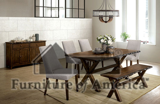 Woodworth Walnut 6 Pc. Dining Table Set w/ Bench - ATL FURNITURE