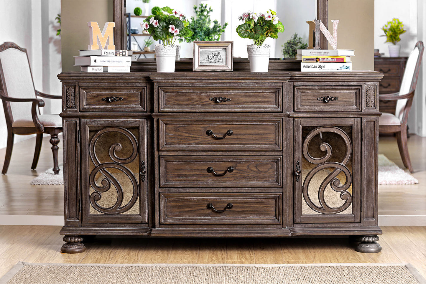 ARCADIA Rustic Natural Tone Server - ATL FURNITURE