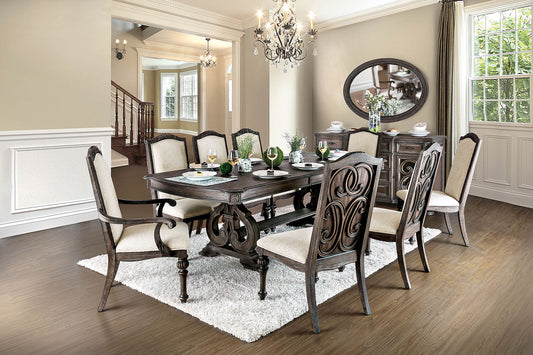 ARCADIA Rustic Natural Tone, Ivory 7 Pc. Dining Table Set (2AC+4SC) - ATL FURNITURE