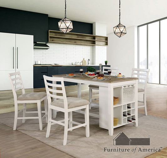 Kiana White/Weathered Oak 5 Pc. Dining Table Set - ATL FURNITURE