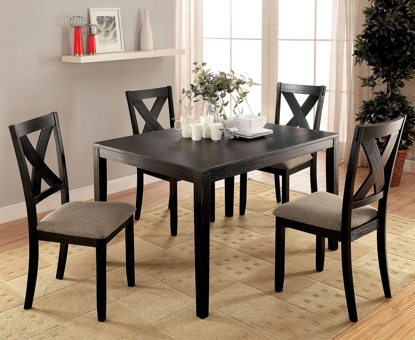 GLENHAM Brushed Black/Gray 5 Pc. Dining Table Set - ATL FURNITURE