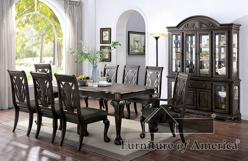 Petersburg Dark Gray 9 Pc. Dining Table Set (2AC+6SC) - ATL FURNITURE