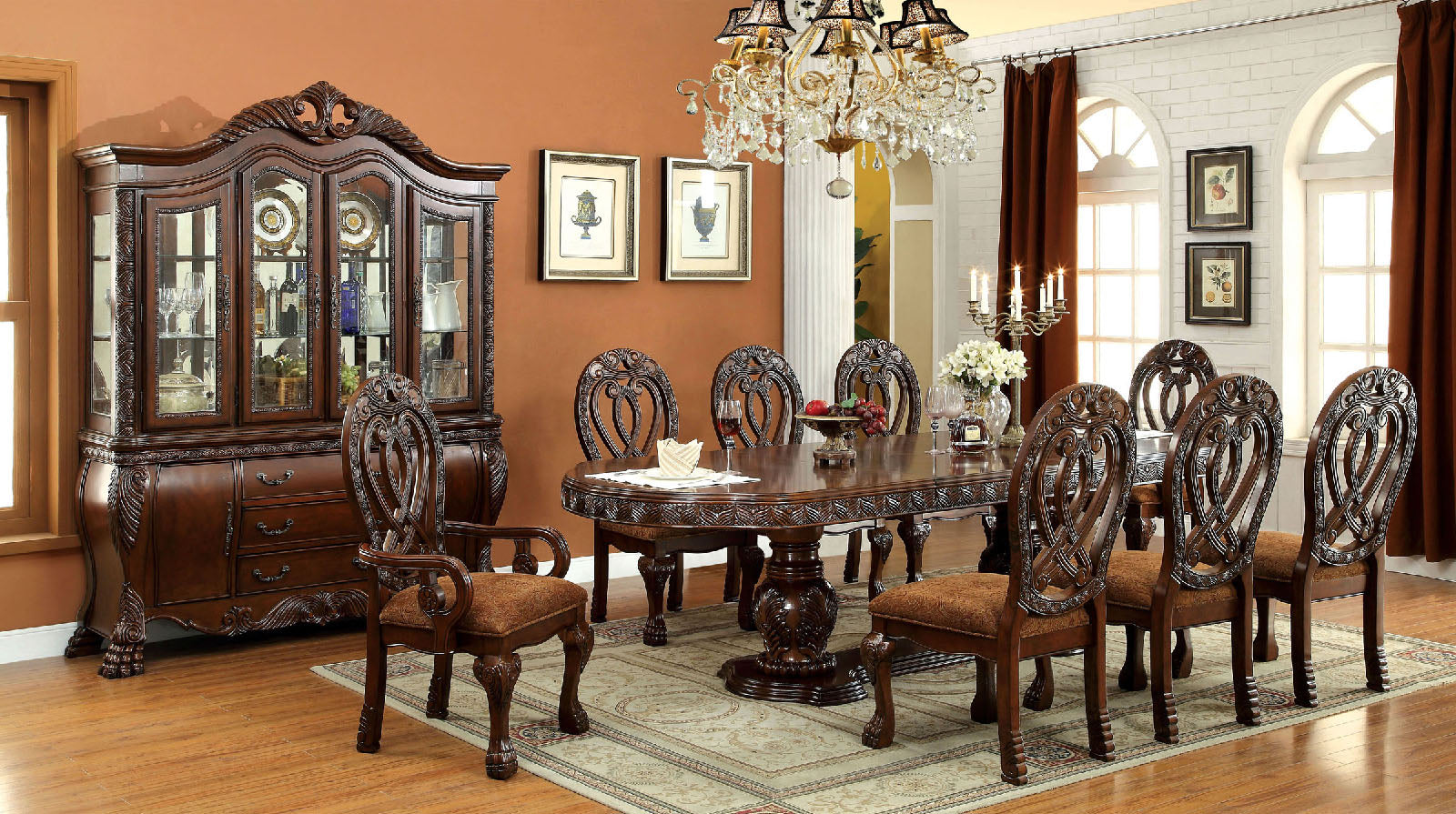 WYNDMERE Cherry 7 Pc. Dining Table Set (2AC+4SC) - ATL FURNITURE