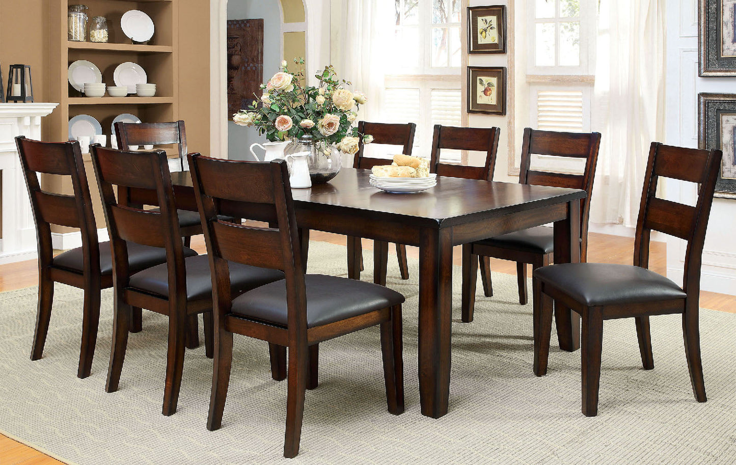 DICKINSON I Dark Cherry 9 Pc. Dining Table Set - ATL FURNITURE