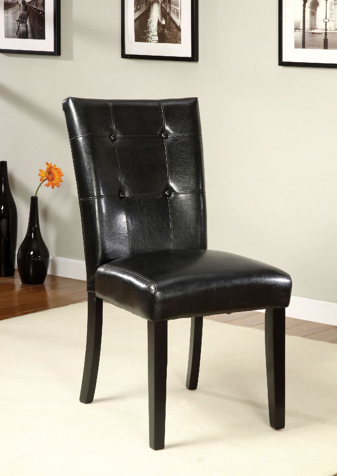 Boulder I Black Leatherette Parson Chair (2/CTN) - ATL FURNITURE