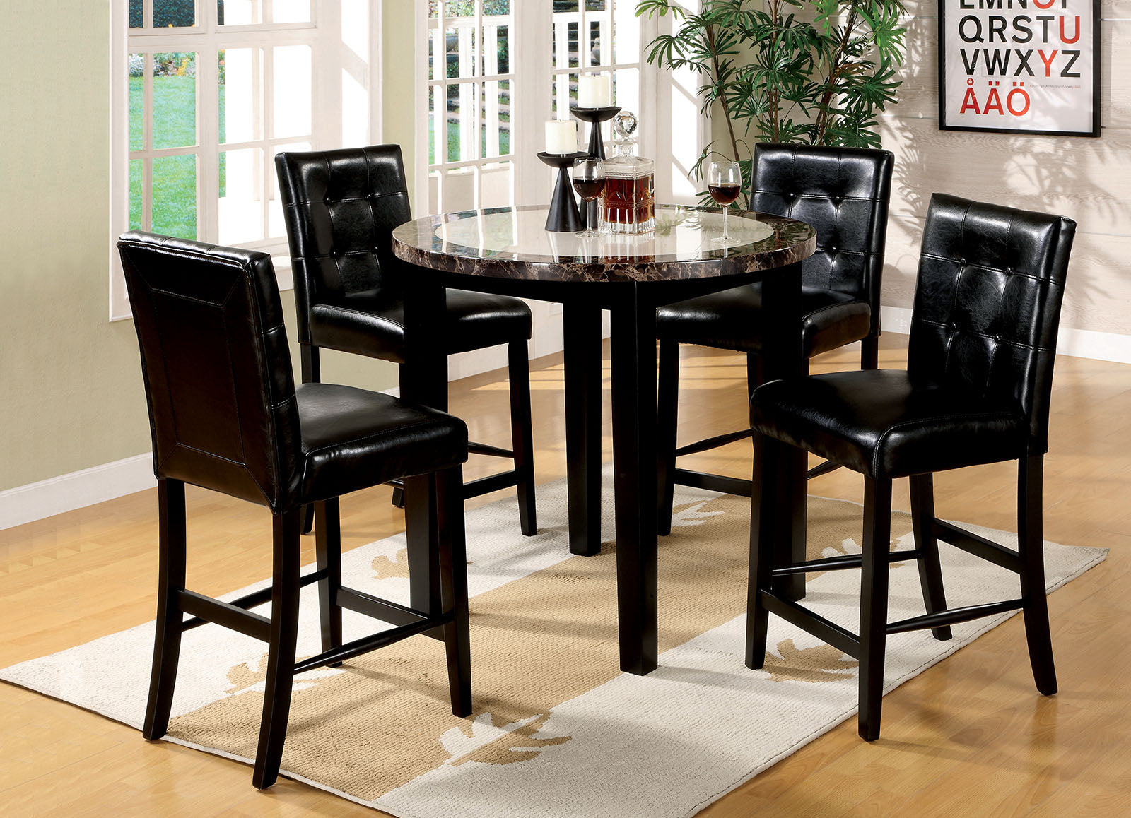 Atlas IV Black 40" Faux Marble Round Counter Ht. Table - ATL FURNITURE
