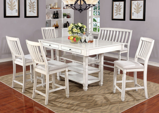 Kaliyah Antique White 7 Pc. Dining Table Set - ATL FURNITURE
