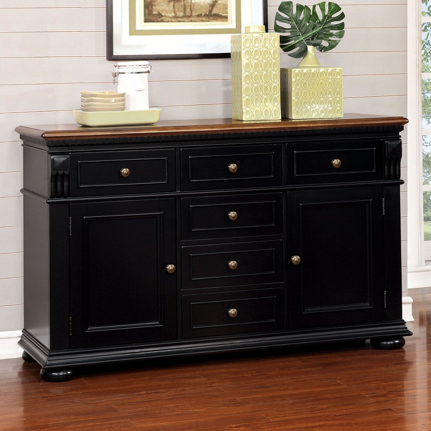 SABRINA Black/Cherry Server, Cherry & Black - ATL FURNITURE